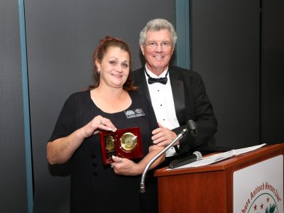 Inductee Sheree Ogden and M/C Gordon Gravelle