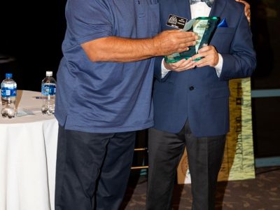 Antioch High School Wrestling, 2019 Inductee Bill Pillon accepting his award from AHS 1988 State Championship Assitant Coach Frank Orlando.