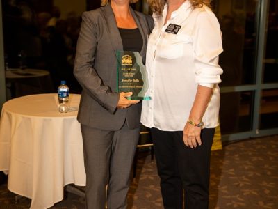 2019 Hall of Fame recipient Jennifer Sells on left and presenter Shane Felix Hall of Fame Class 2010