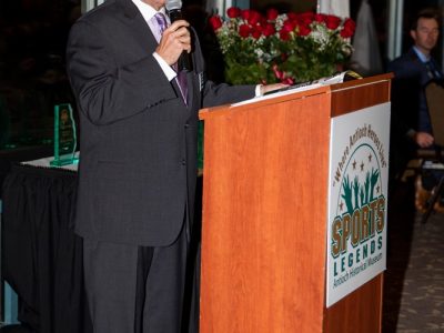 Master of Ceremonies Gary Bras, 2016 HOF AHS Track & Field introduces the 2019 Hall of Fame Class.