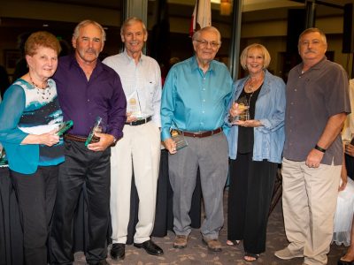 Life Time Apprecation Awards for years of dedicated service to the Antioch Sports legends Program, are presented to (from left to right) Bertha Shaw, Dan Tuck, Mike Hurd, LeRoy Murray, Debbie and Paul Walls.